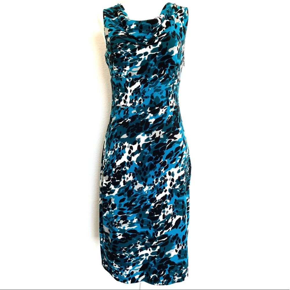 Ann Taylor Turquoise Leopard Print Dress - Picture 3 of 8